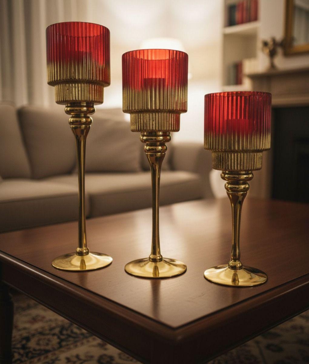 Set 3 Portavelas Candelabro Decorativo Adorno Funcional Jhn-7