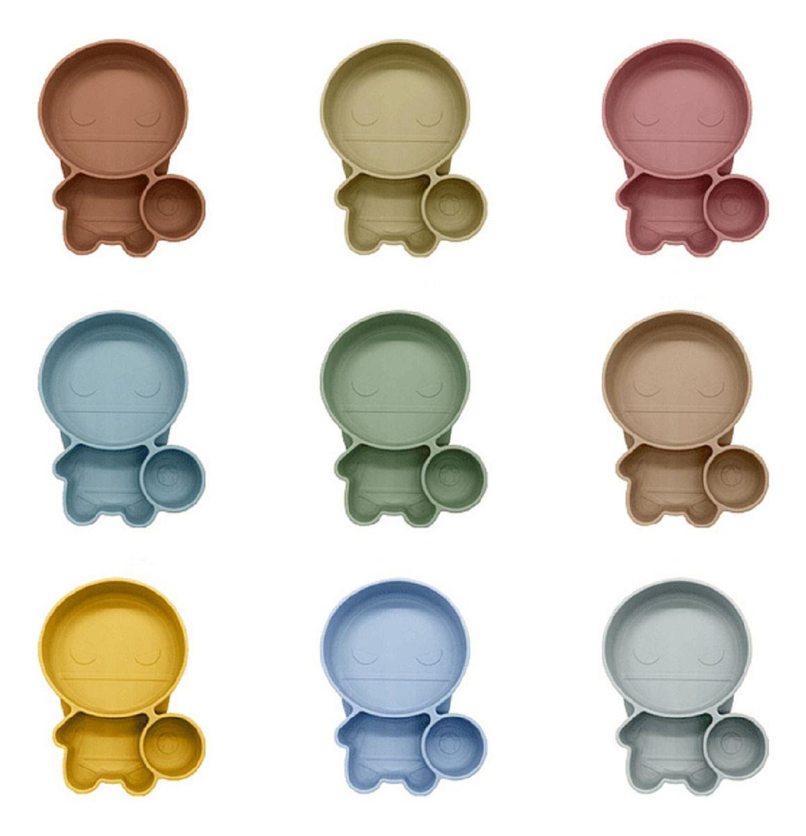 Set 2 Platos Silicona Antideslizante Niño Comida Lau-1