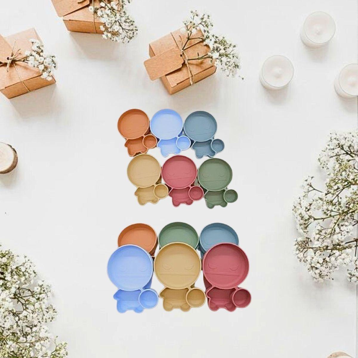 Set 2 Platos Silicona Antideslizante Niño Comida Lau-6