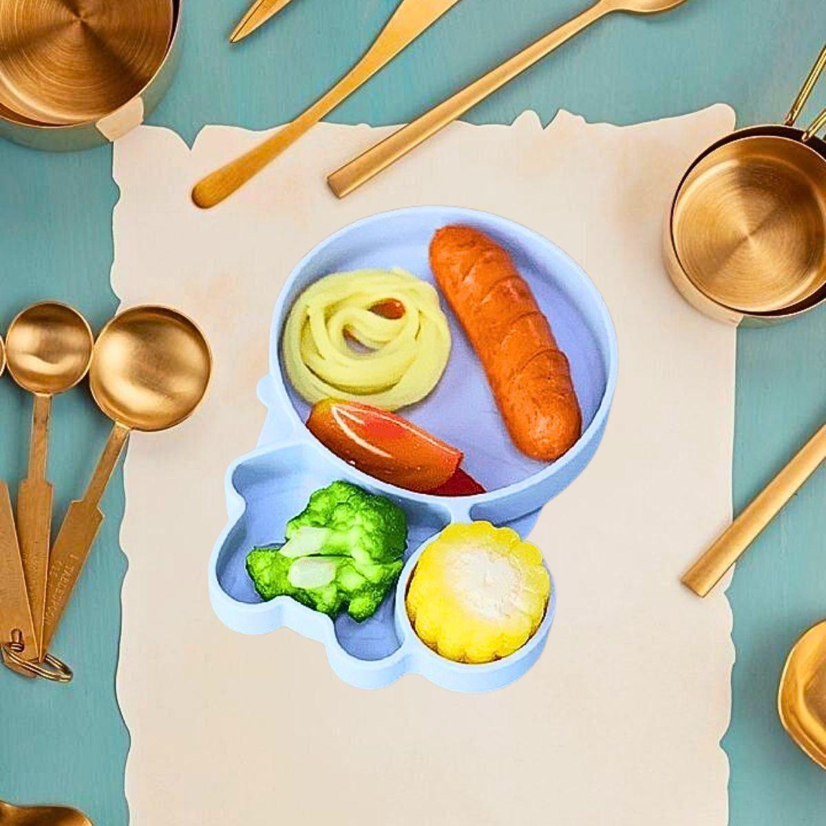 Set 2 Platos Silicona Antideslizante Niño Comida Lau-8