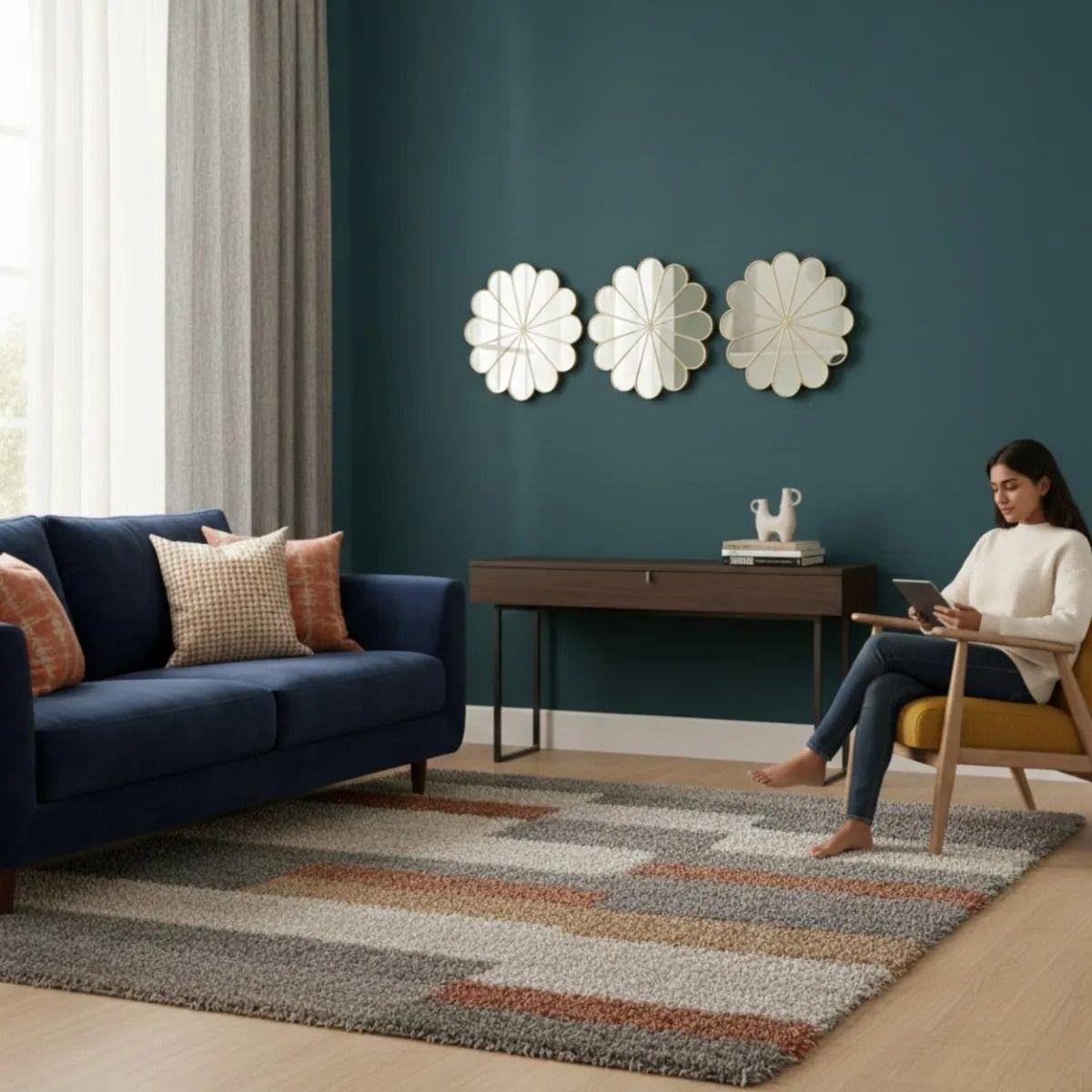 Set 3 Espejo Decorativo Pared Adorno Forma Flor Moderna Jhn-4