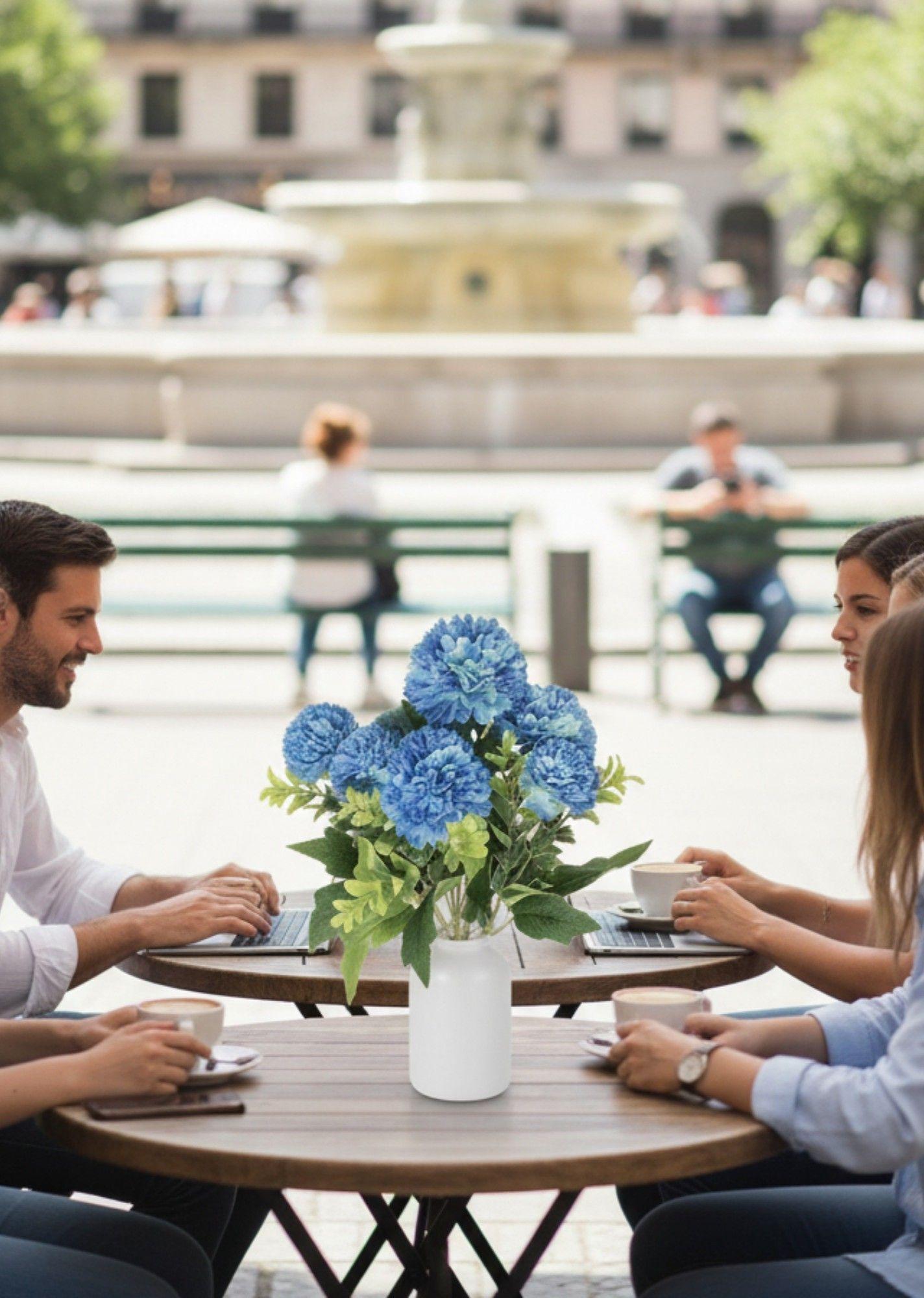 Set 2 Ramo Flores Artificiales Pompones Decoración Hogar Jhn-3