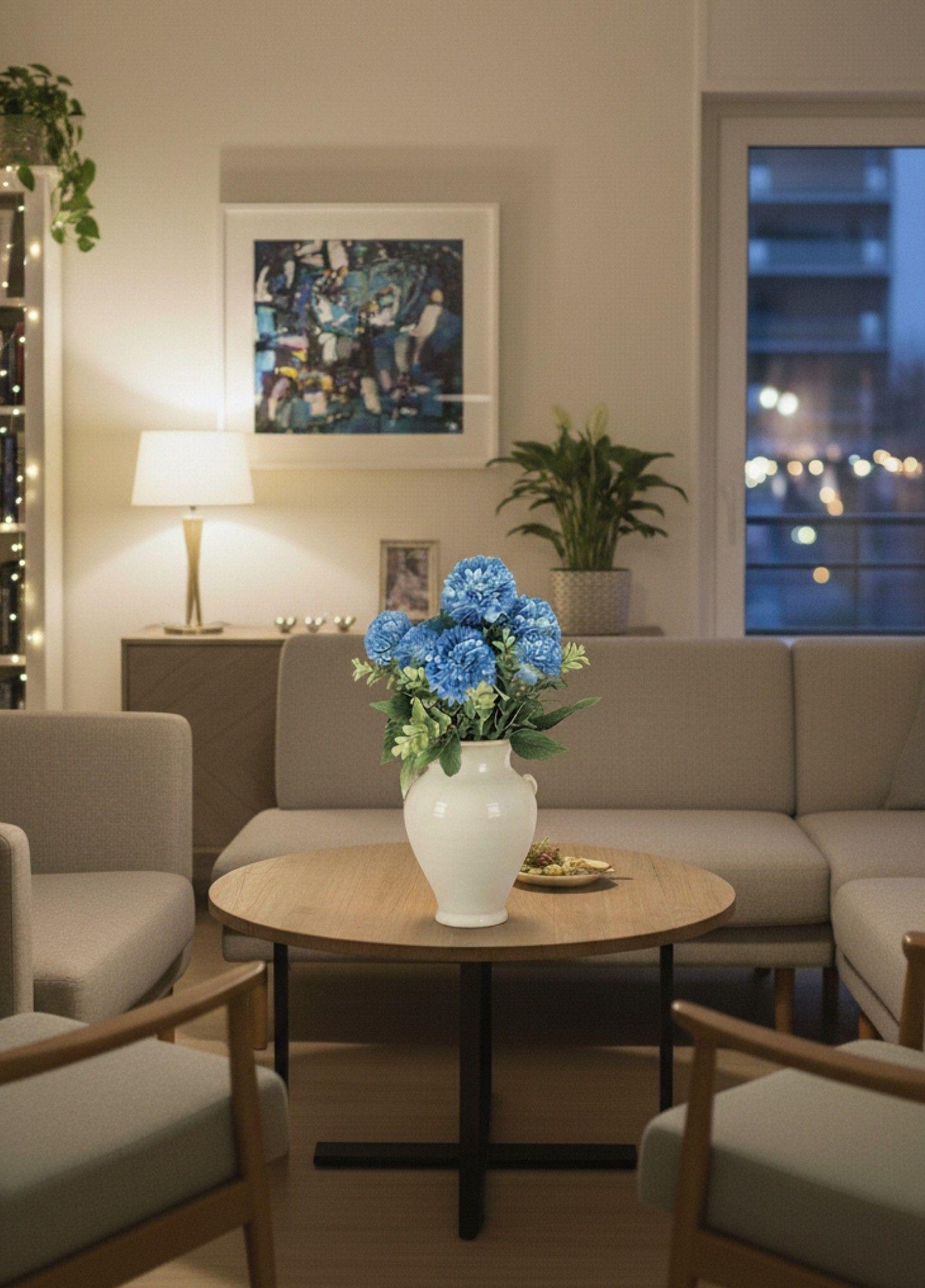 Set 2 Ramo Flores Artificiales Pompones Decoración Hogar Jhn-7