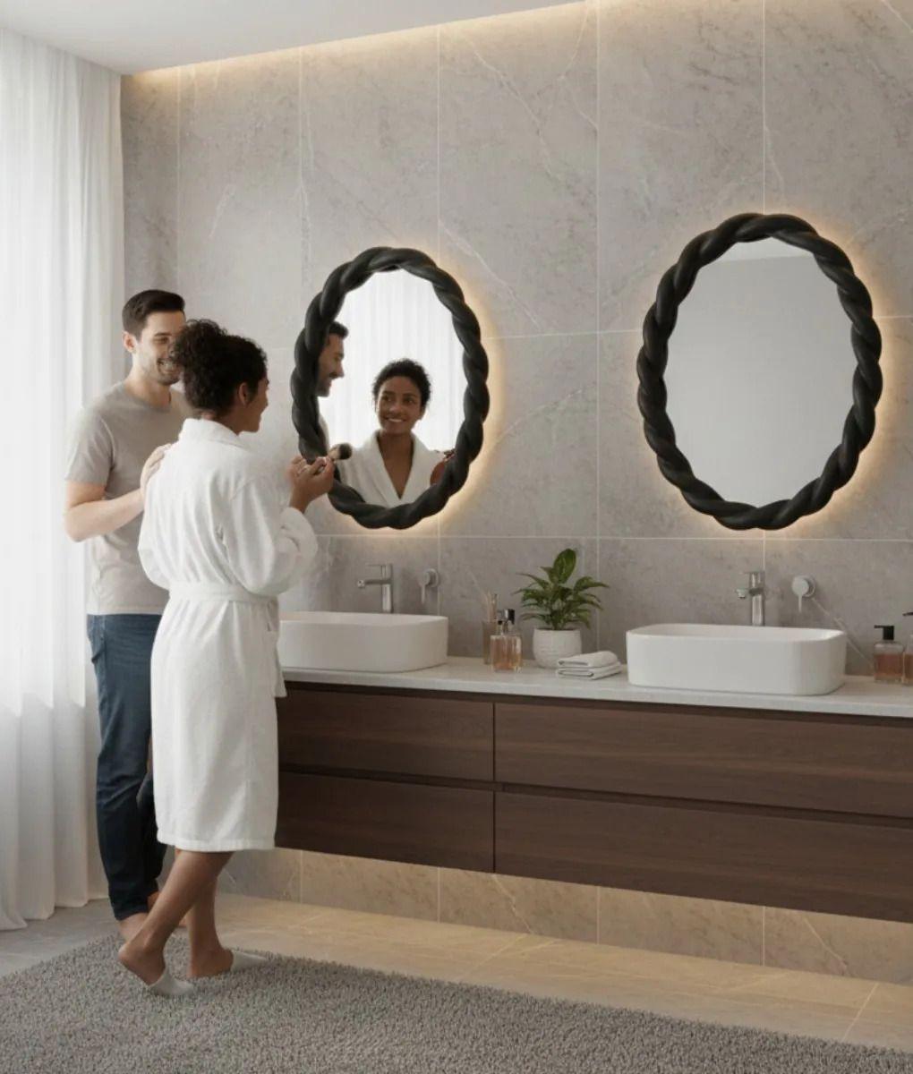 Espejo Pared Ovalado Marco Trenzado Estilo Moderno Jhn-5