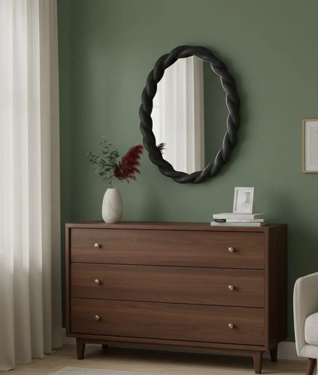 Espejo Pared Ovalado Marco Trenzado Estilo Moderno Jhn-6