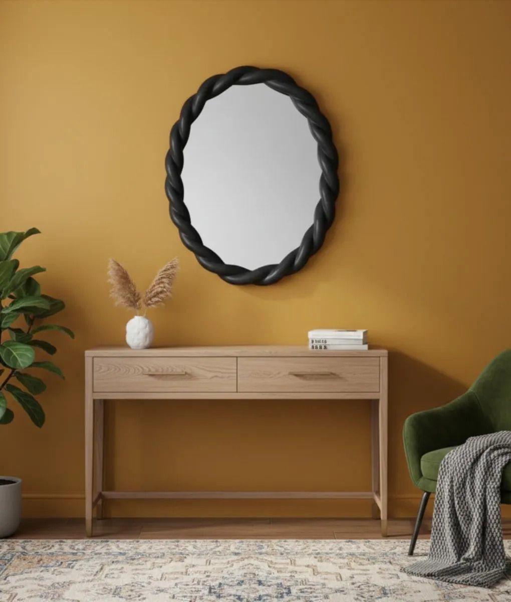 Espejo Pared Ovalado Marco Trenzado Estilo Moderno Jhn-7