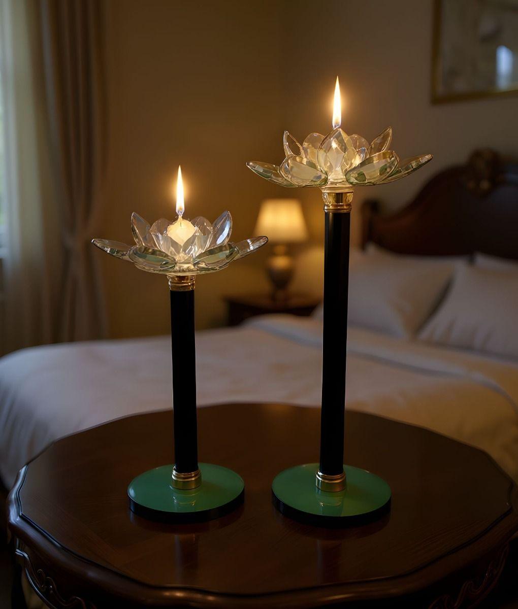 Set 2 Portavelas Decorativo Funcional Mesa Flor Loto Jhn-5