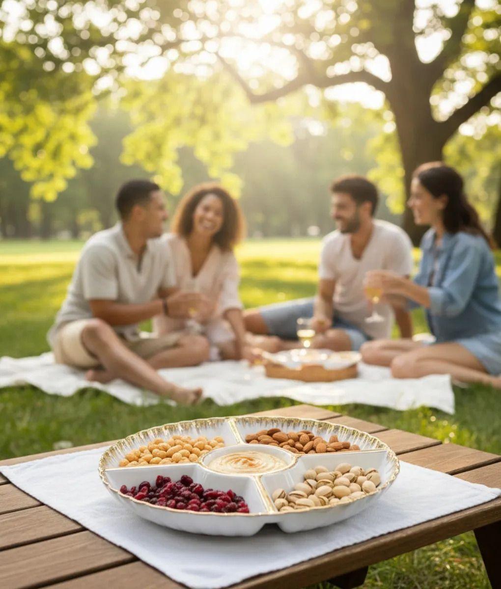 Bandeja Decorativa Redonda Seccionada Borde Ondulado Jhn-8