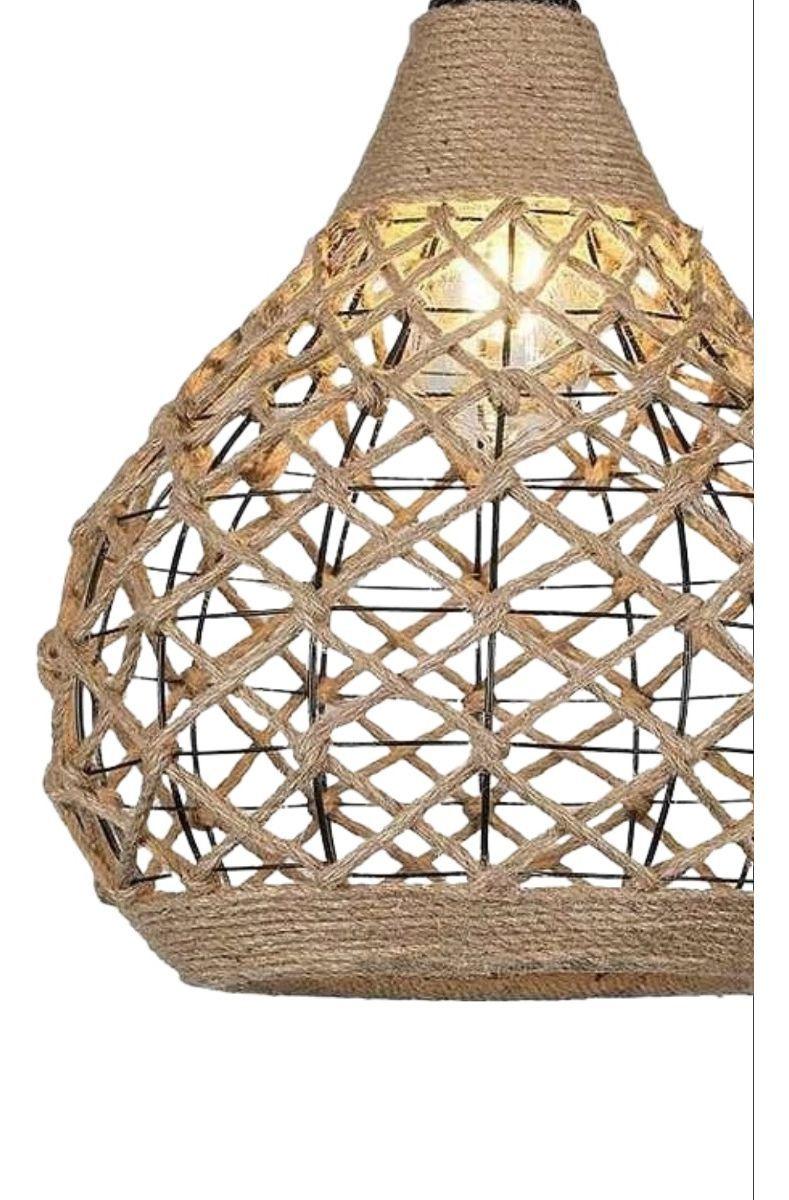 Lámpara Colgante Bohemio Vintage Tejida Cáñamo Techo Jhn-2