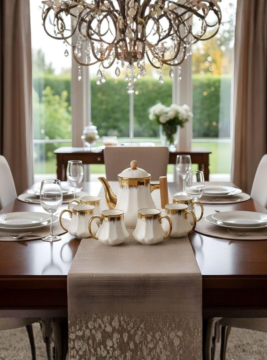 Juego Vajilla Sofisticada Jarra Estilizada 6 Tazas Jhn-8