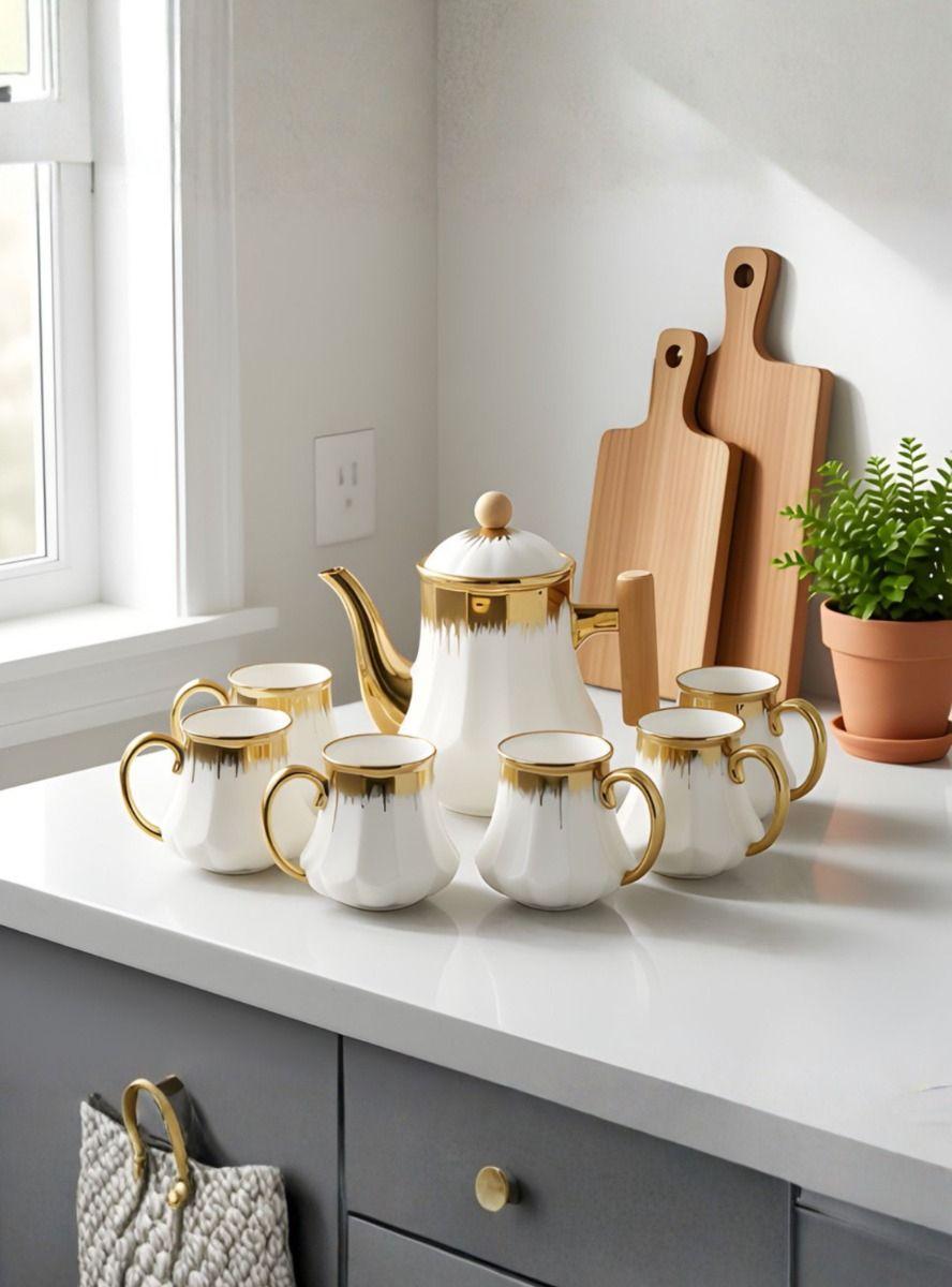 Juego Vajilla Sofisticada Jarra Estilizada 6 Tazas Jhn-9