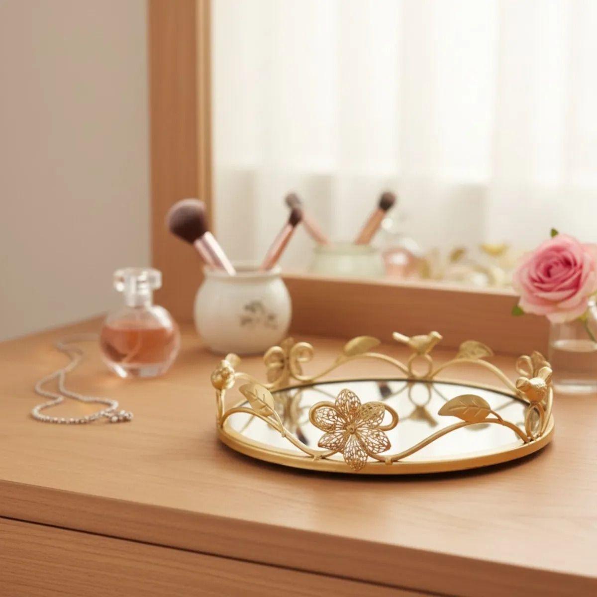 Bandeja Decorativa Reflejante Espejada Estilo Botánico Jhn-5