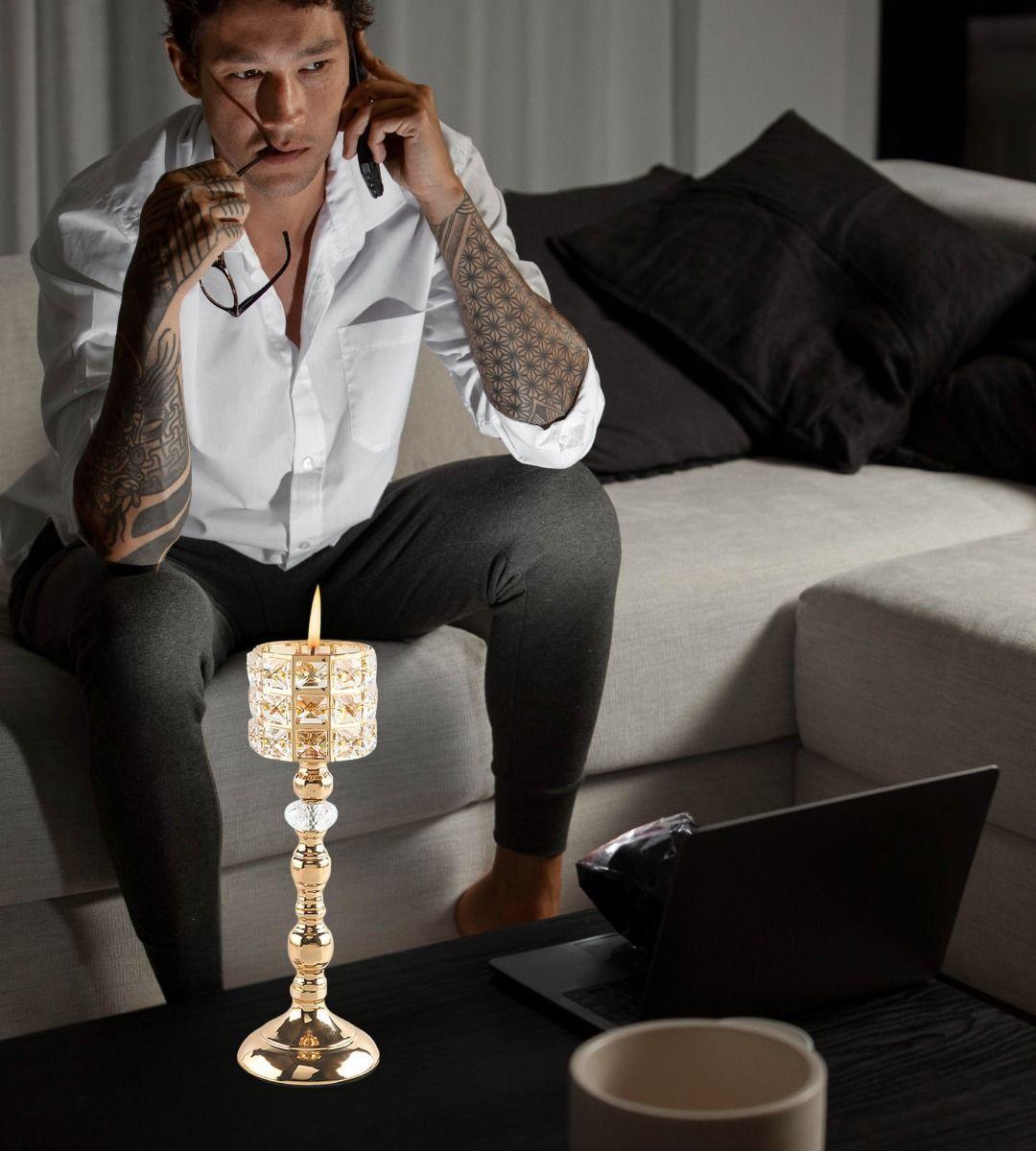 Portavelas Candelabro Decorativo Moderno Mosaico Jhn-3