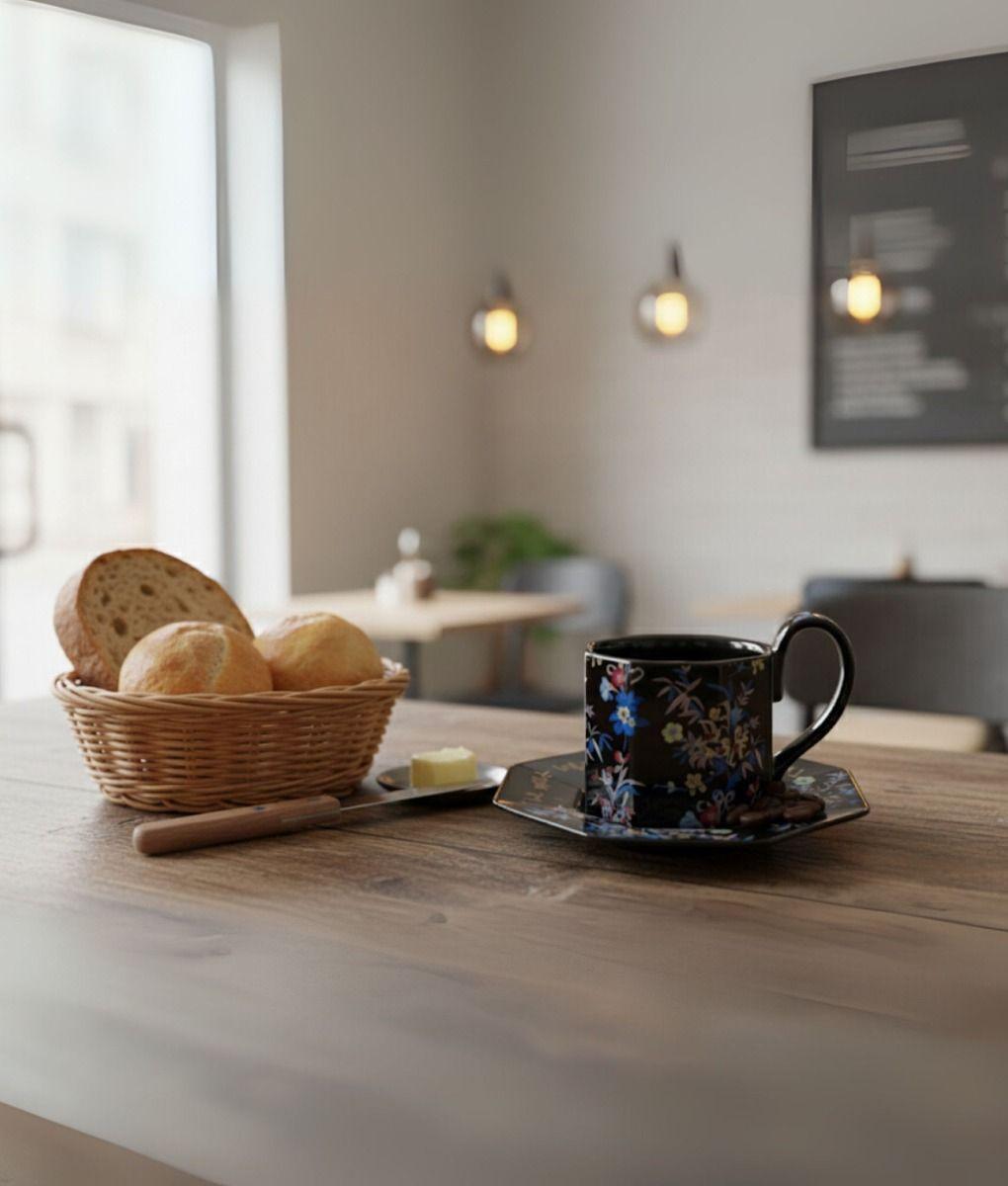 Taza Decorativa Elegante Platillo Floral Hogar Jhn-6