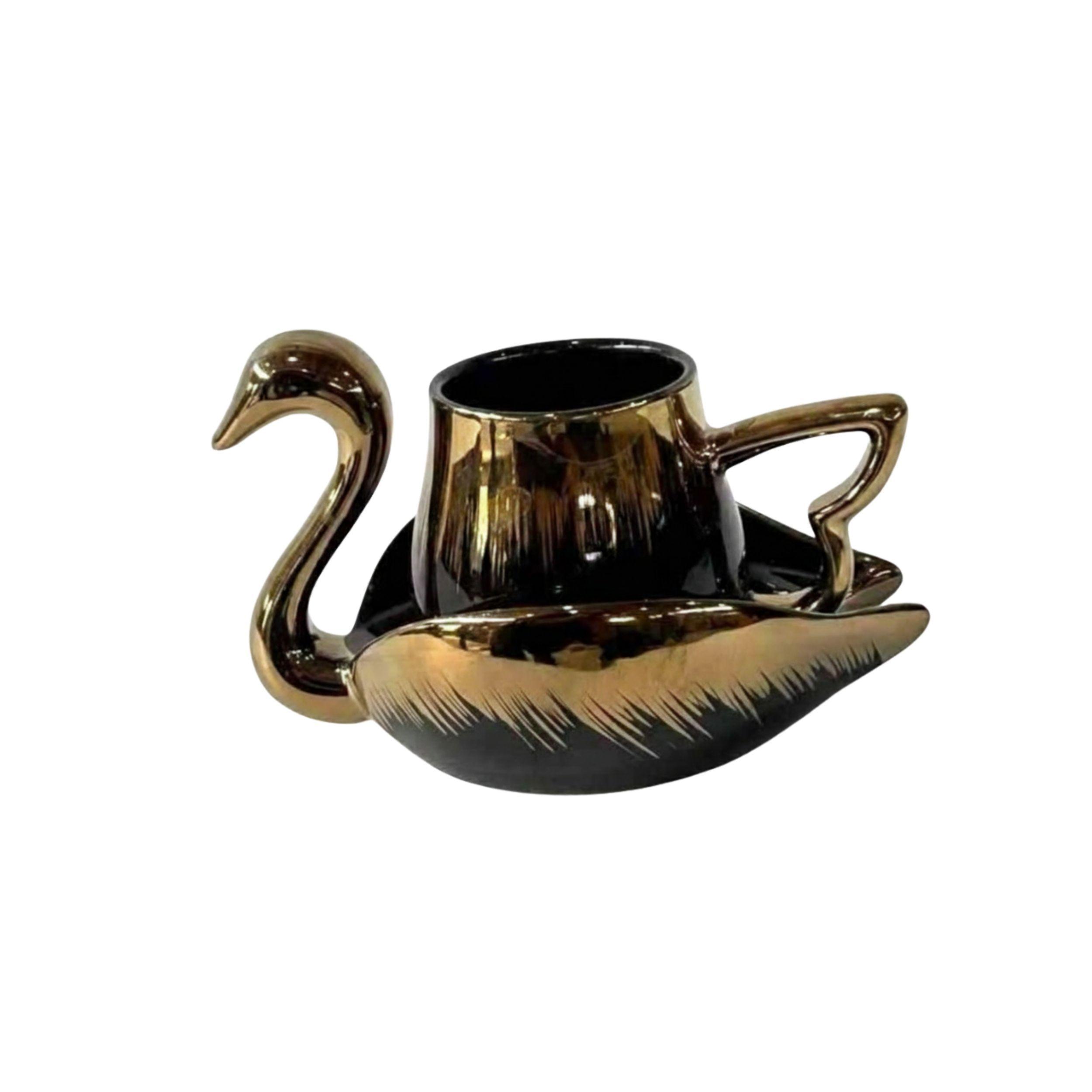 Juego Taza Cafe Platillo Forma Cisne Elegante Decorativo ALJ-0