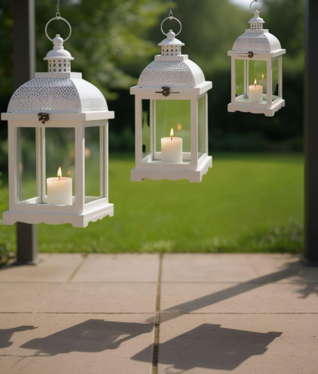 Set 3 Portavela Decorativo Farol Estilo Rústico Moderno Jhn-8