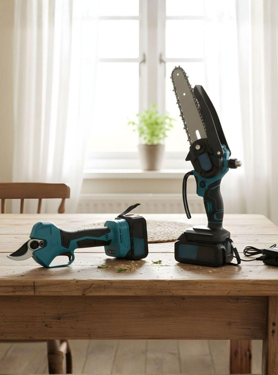 Kit Motosierra Tijera Podar Inalámbrica Portátil Jardín Jhn-7