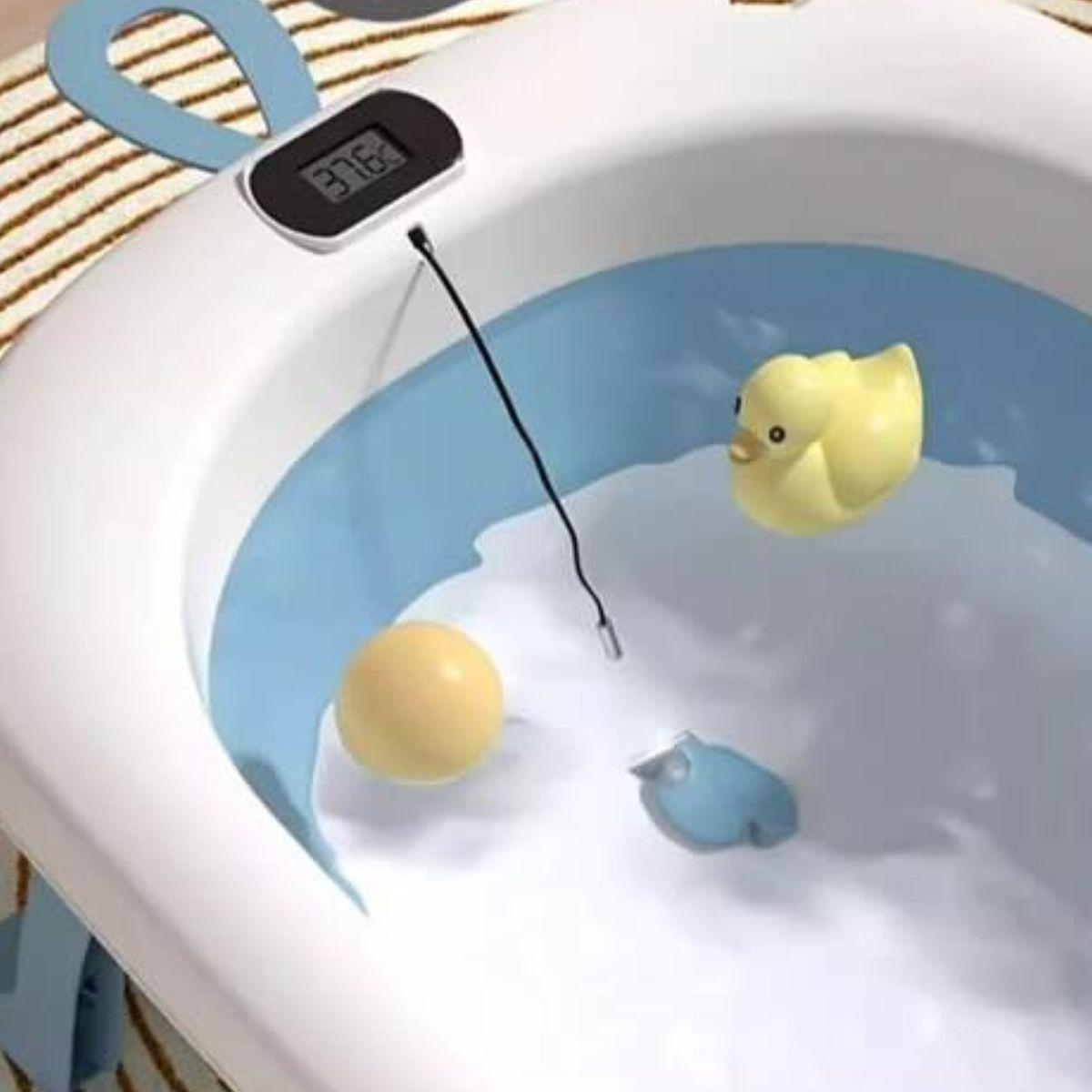 BAÑERA + TERMOMETRO  COJIN ANTIDESLIZANTE PORTATIL BEBE LAU-8