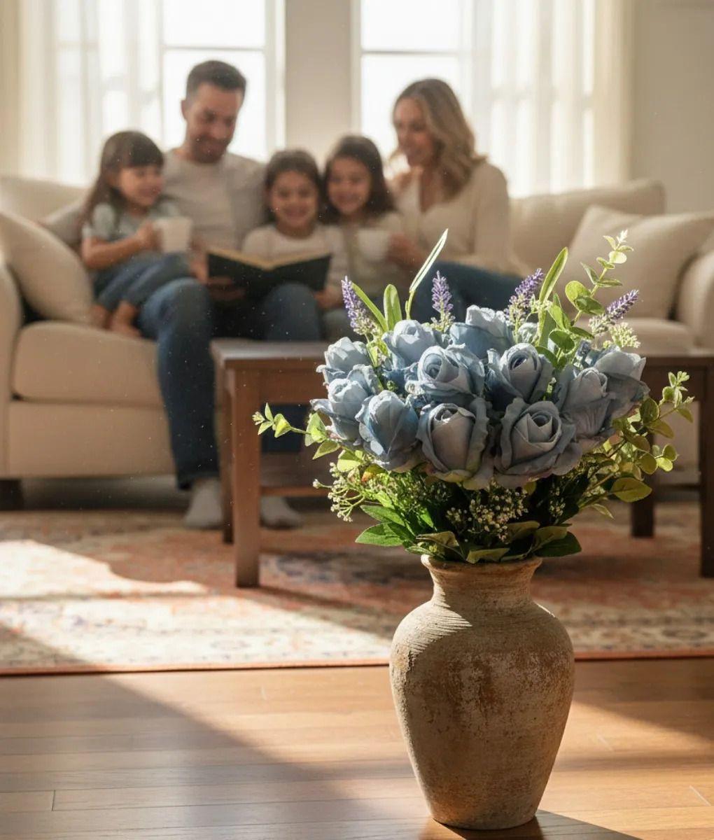 Ramo Floral Artificial Decorativo Rosas Tipo Botón Jhn-2