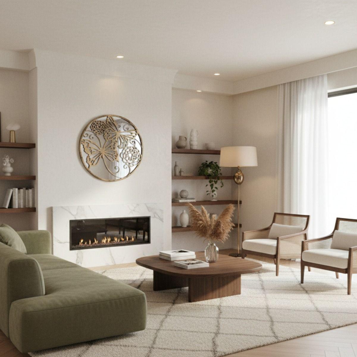 Espejo Pared Decorativo Adorno Mural Diseño Flora Fauna Jhn-7