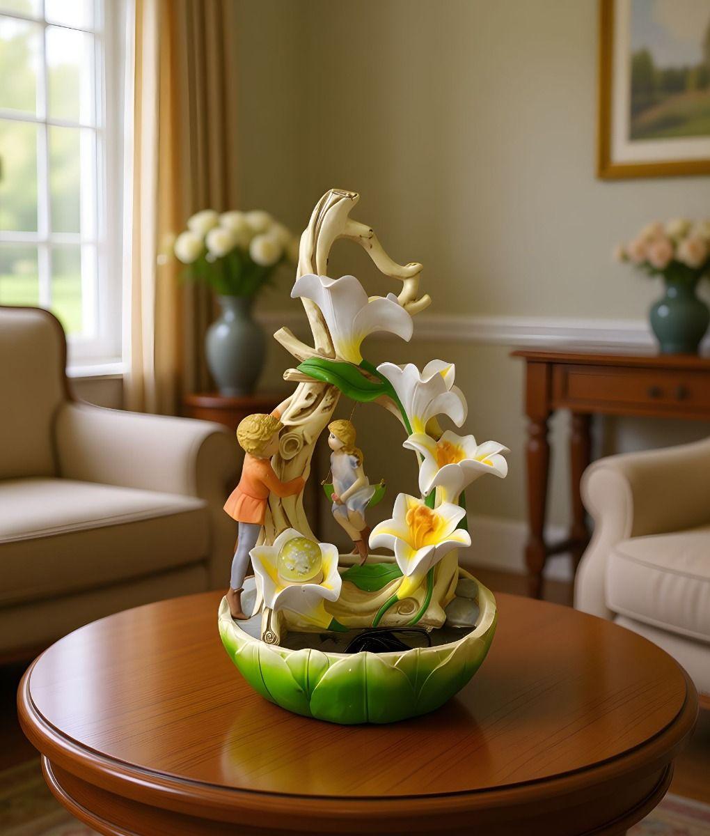 Fuente Agua Decorativa Sobremesa Flores Tulipanes Jhn-8