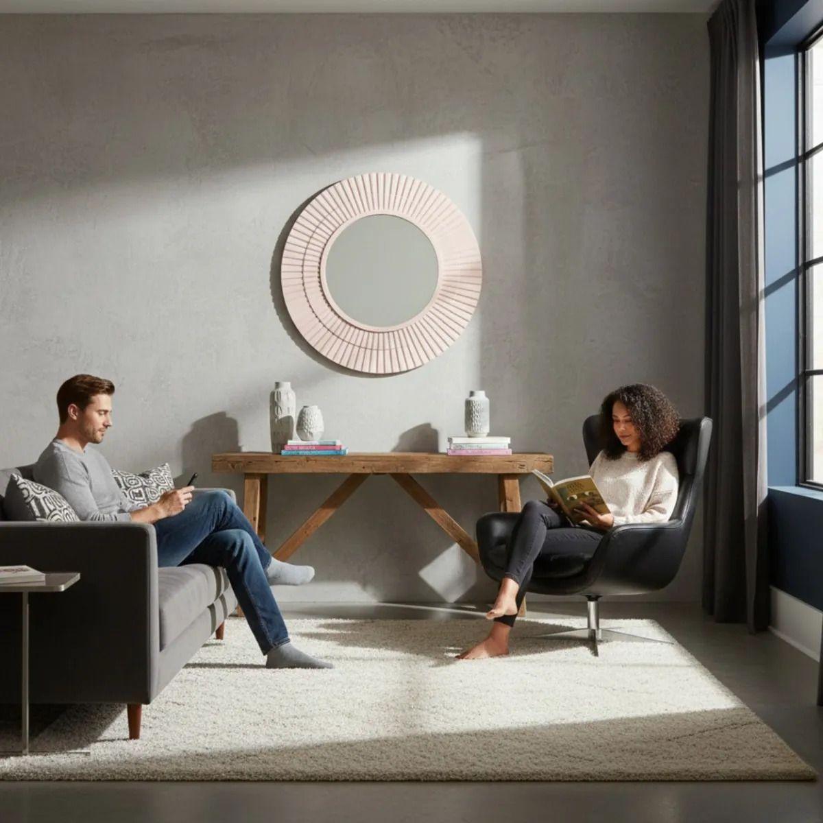 Espejo Decorativo Pared Moderno Diseño Ondas Radiales Jhn-3