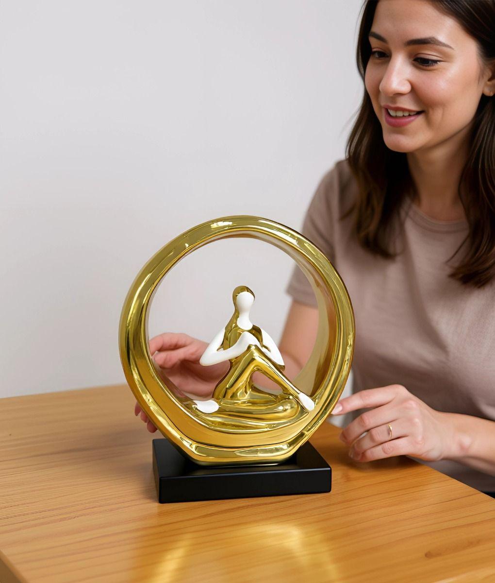 Figura Decorativa Mujer Estatua Adorno Postura Yoga Jhn-2