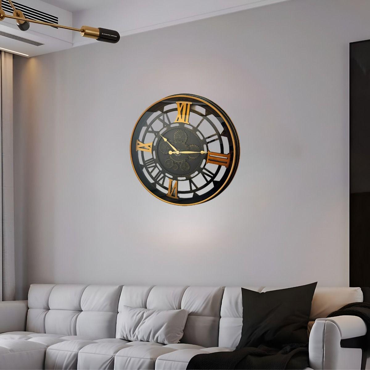 Reloj Pared Retro Engranajes Redondo Decorativo Jhn-4