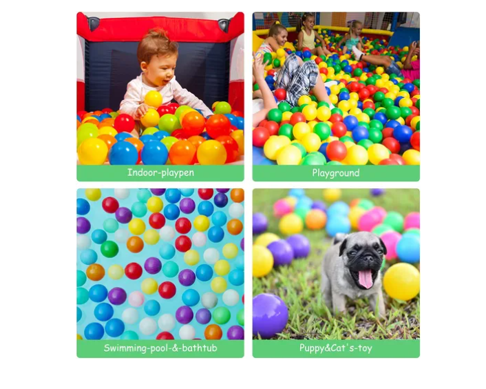 Pack 100 Pelotas de Plástico para Piscina o Corral Multicolores-3
