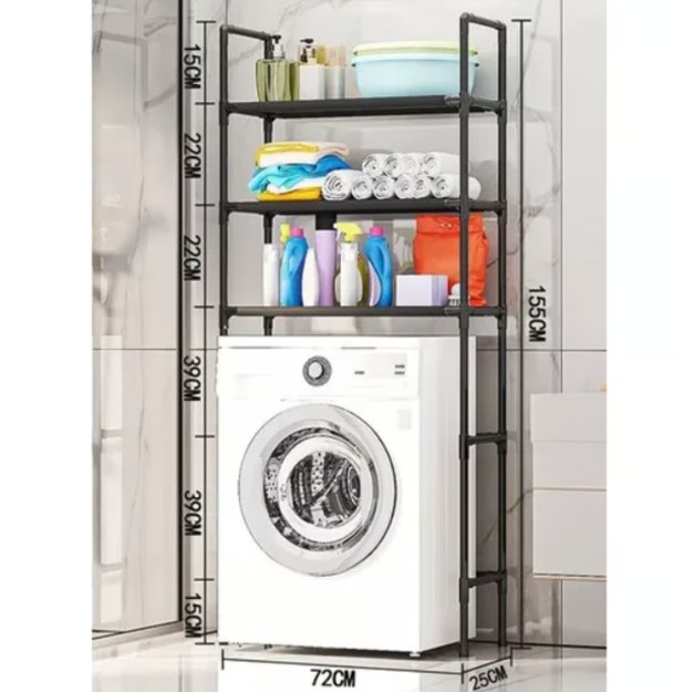 Mueble Organizador De Baño Lavadora Rack 3 Niveles Negro-3