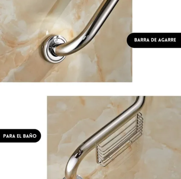 Barra de Baño con Jabonera Acero Inoxidable Seguridad-2