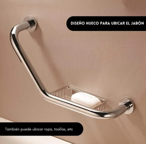 Barra de Baño con Jabonera Acero Inoxidable Seguridad-3