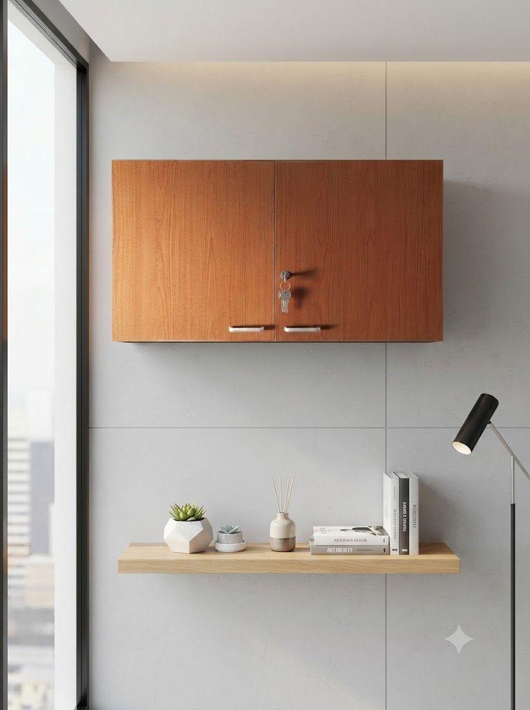 Gabinete Aéreo De Melamina Con Llave Para Oficina Cerezo-1