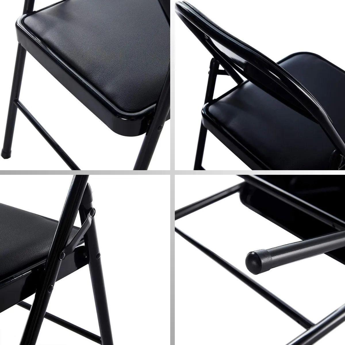 Silla Plegable Reforzada CX-801 Negra Acolchada Metálica-4
