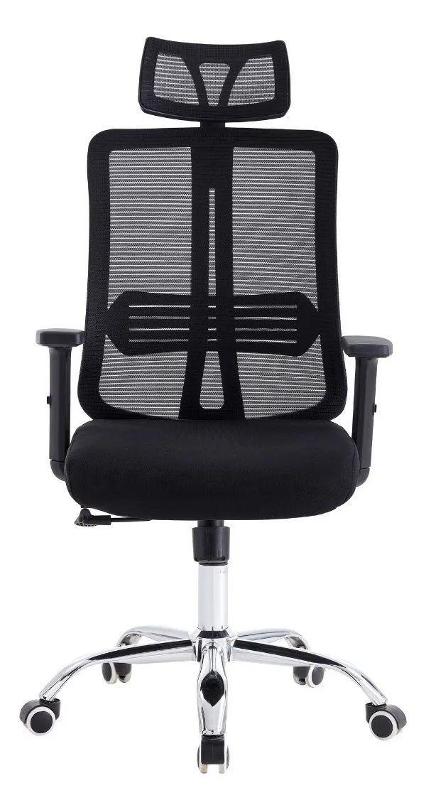 Silla Ergonómica Sicilia Cx-807 Reclinable Apoyacabeza Negro Malla-2