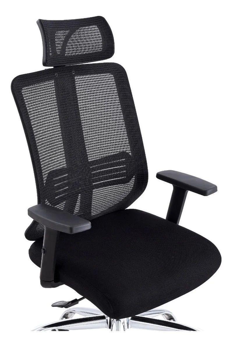 Silla Ergonómica Sicilia Cx-807 Reclinable Apoyacabeza Negro Malla-4