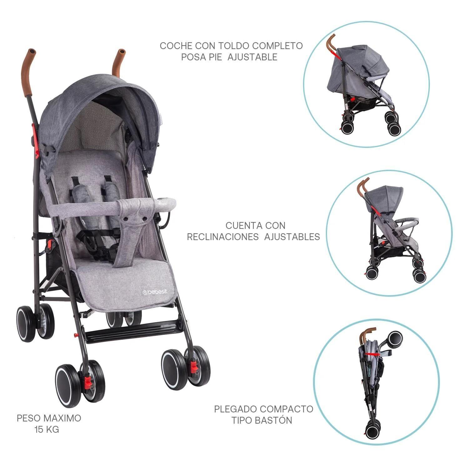 Coche Paragua Clap Melange Gris Bebesit-3