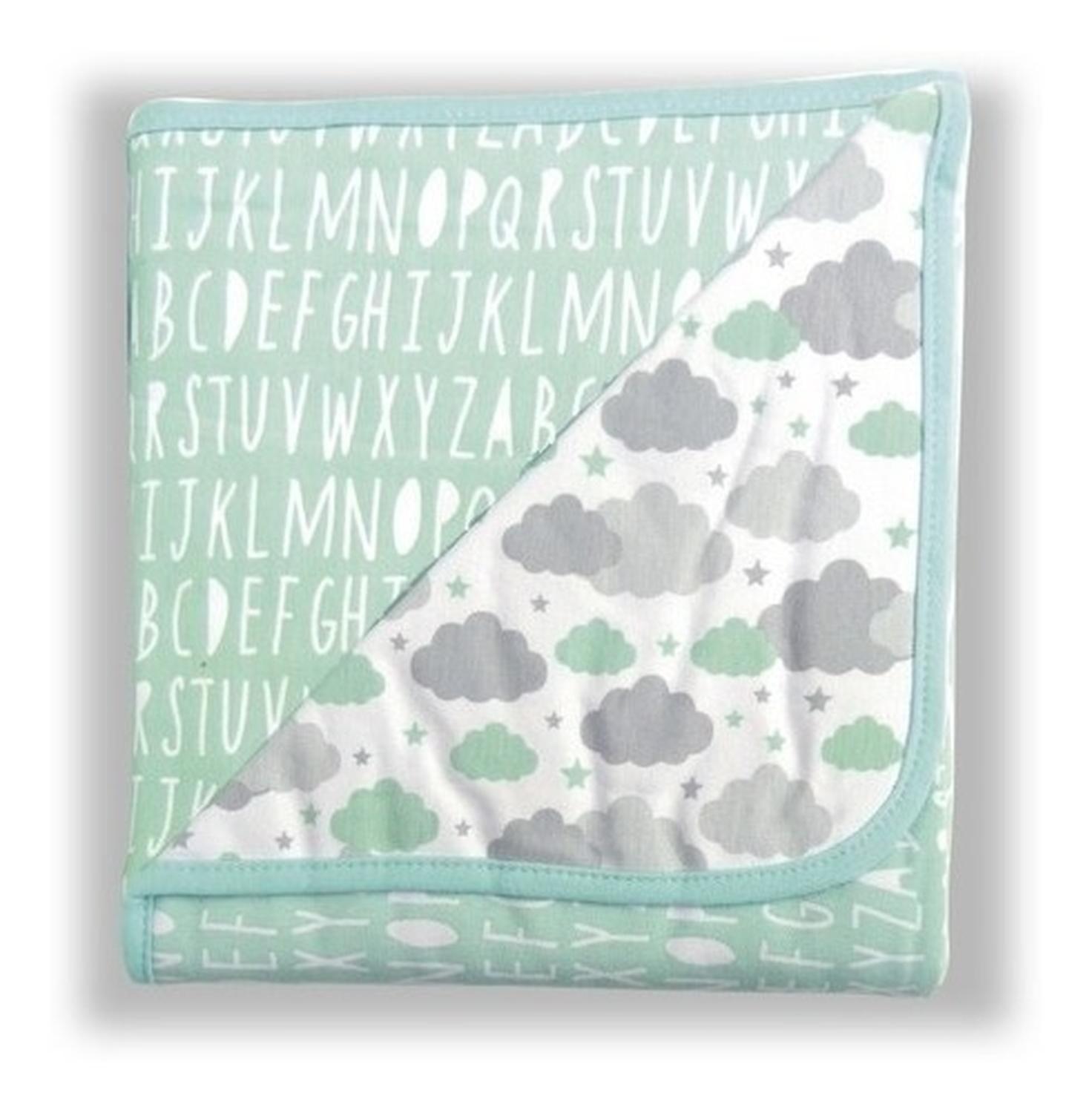 Manta Algodón Reversible Mini Me Nubes Verde-0