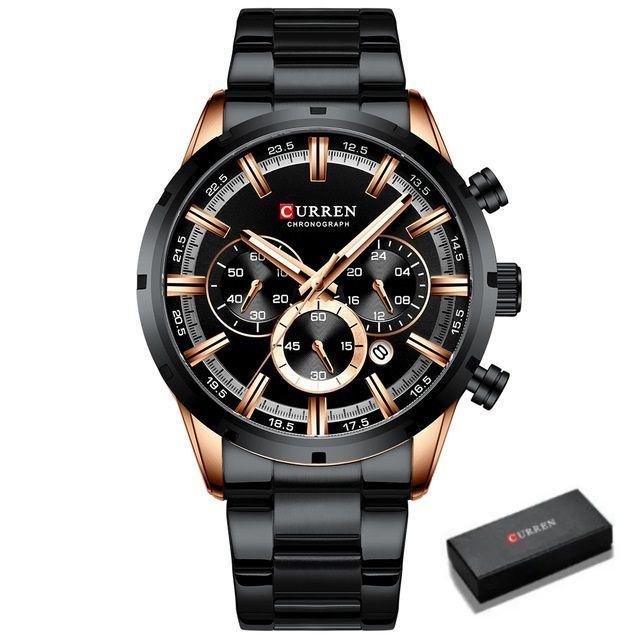 Reloj Curren 8355 Negro Hombre Caballero Elegante-0