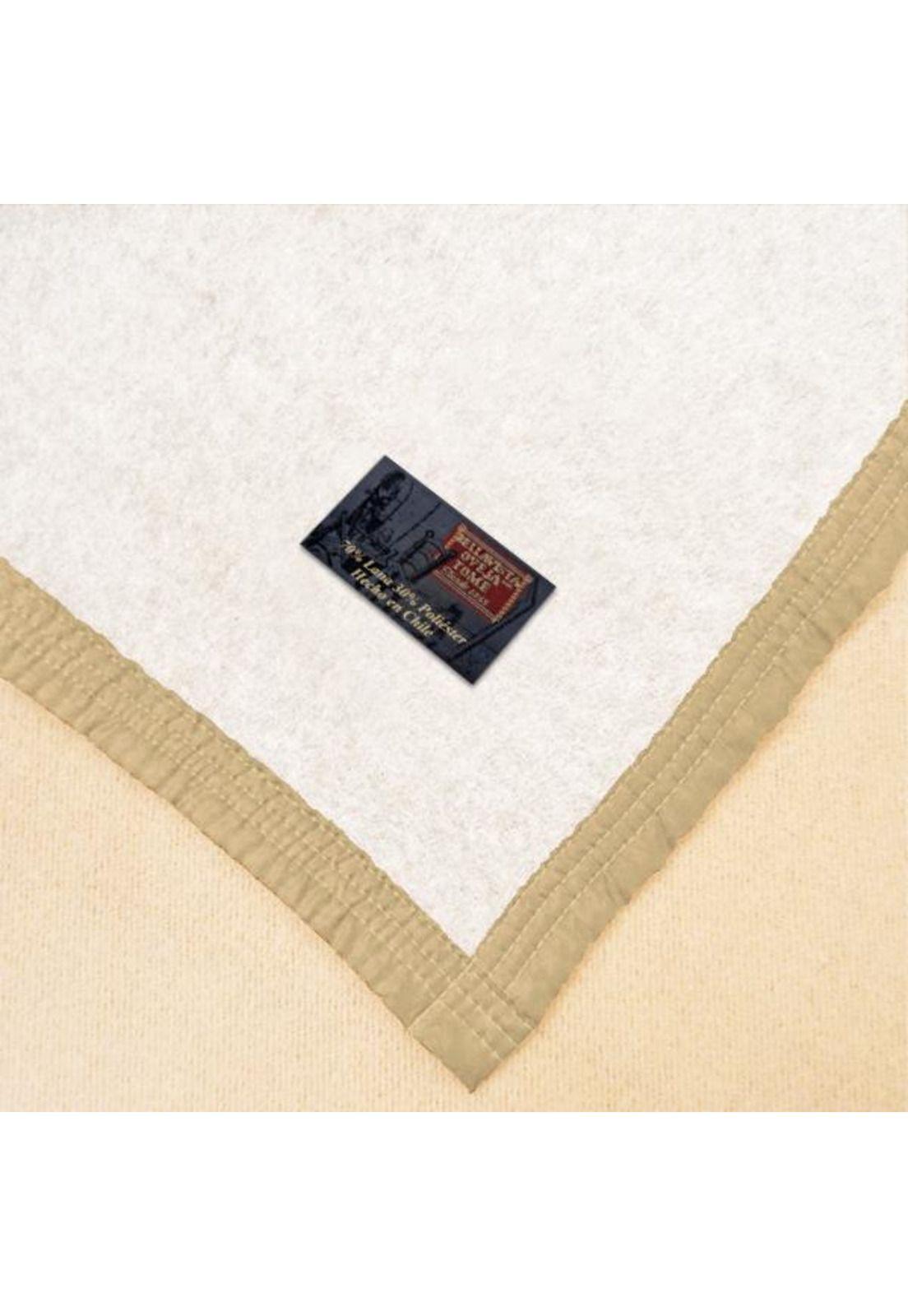 Frazada BICOLOR 1.5 Plaza Lana 70% - Vicuña Blanco-2