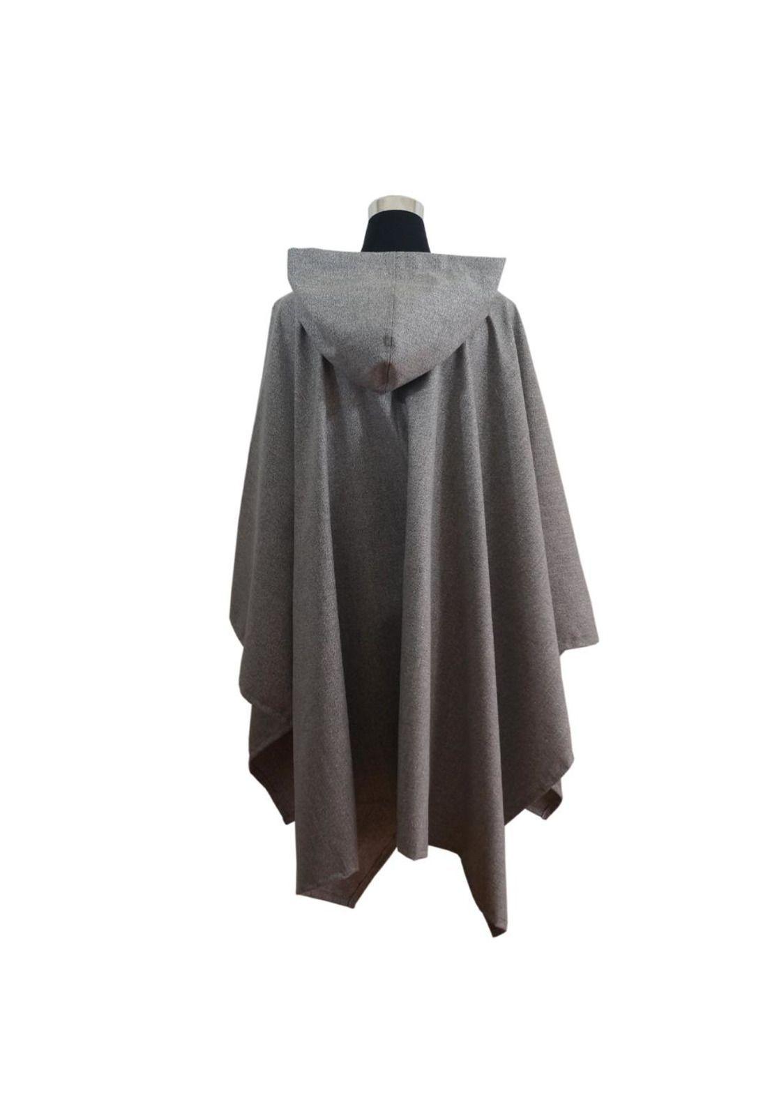 Poncho Unisex Capucha - Largo - Gris Oscuro-2