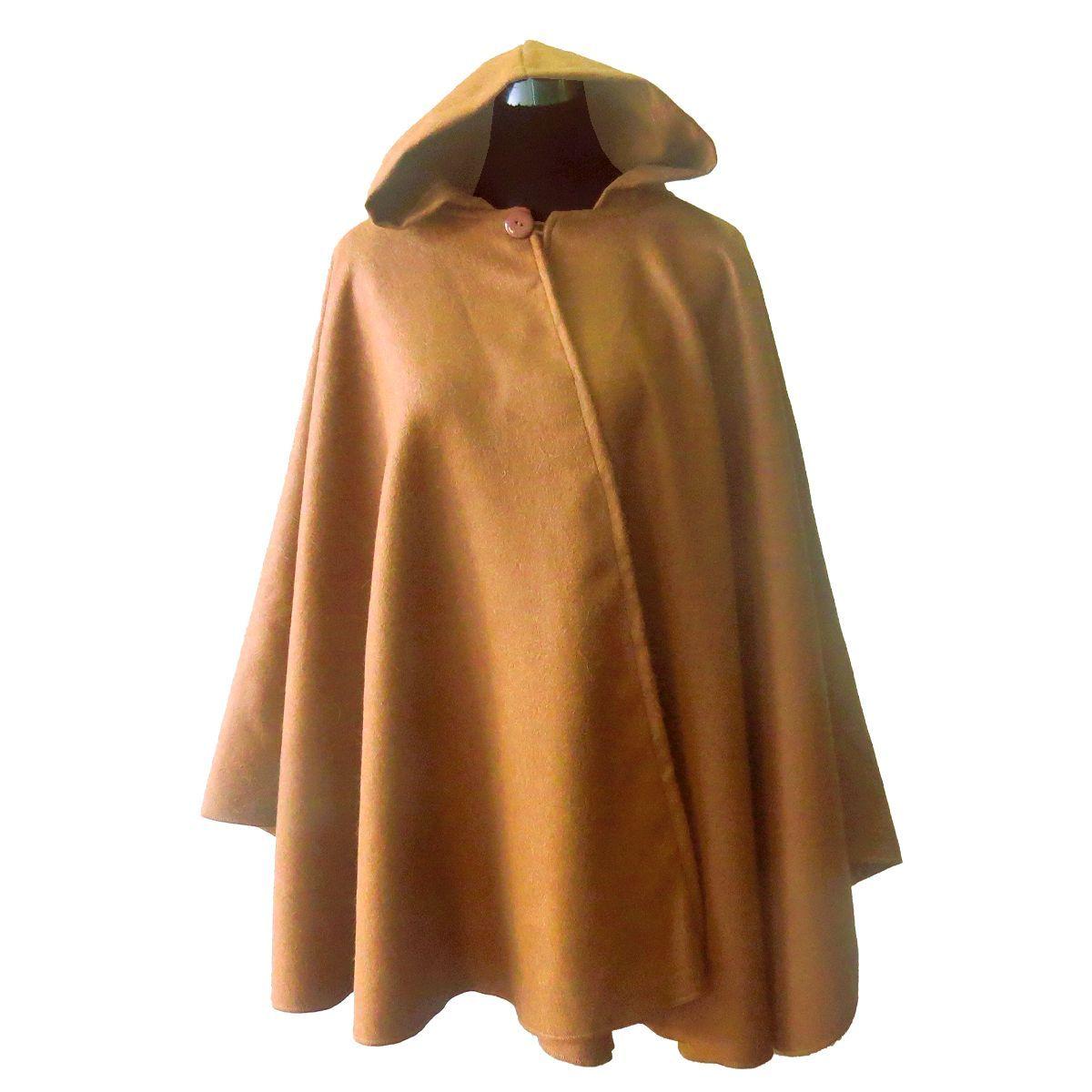 Ruana Soft Capucha 100% Lana - Café-0