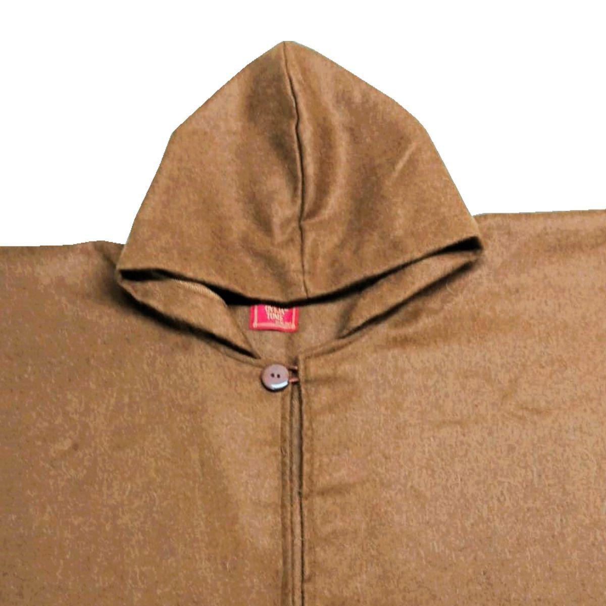 Ruana Soft Capucha 100% Lana - Café-1