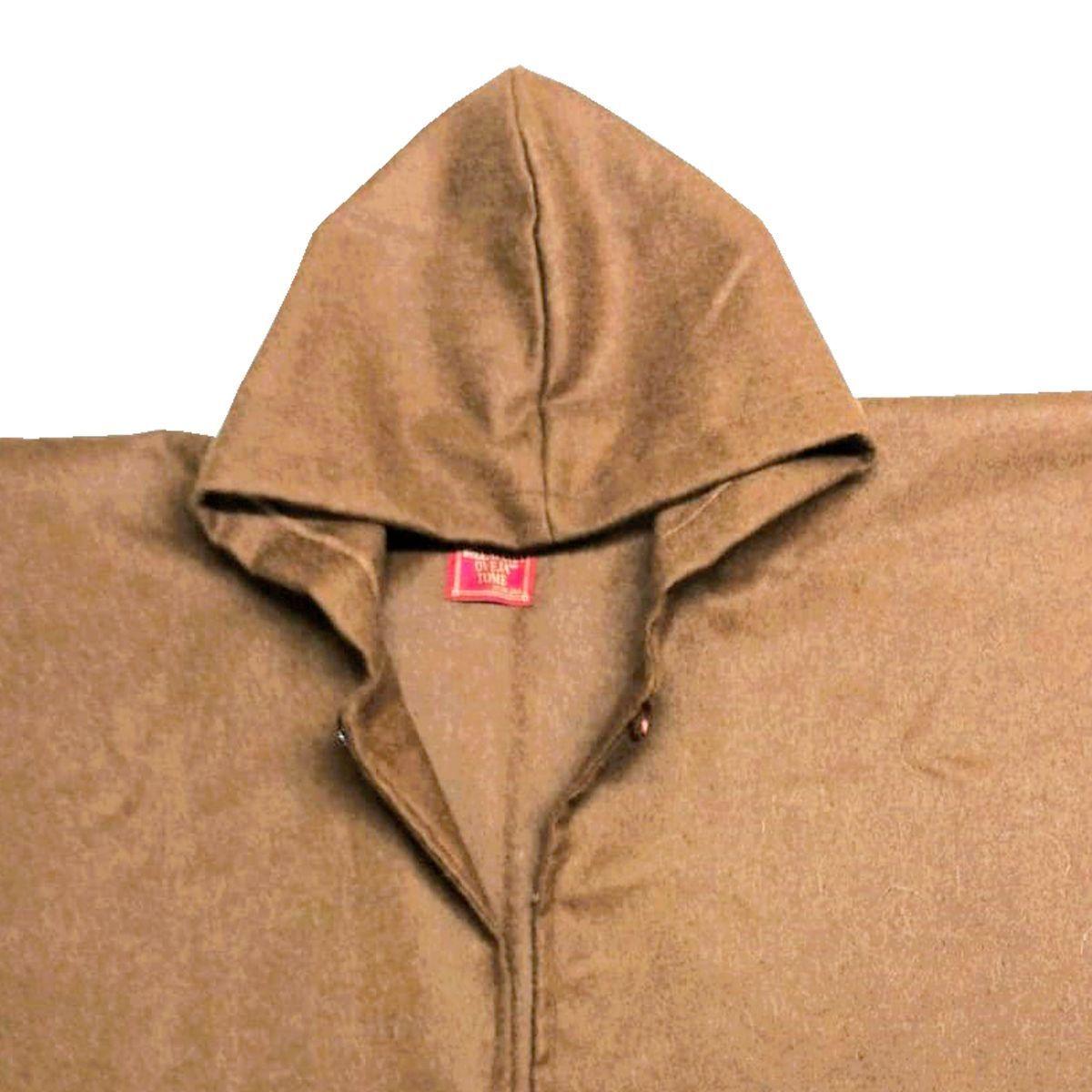 Ruana Soft Capucha 100% Lana - Café-2