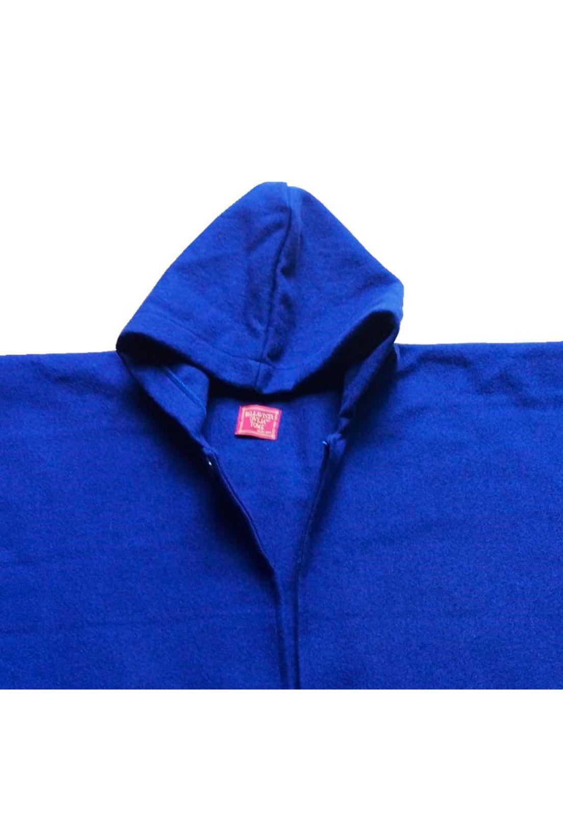 Ruana Paño Capucha 100% Lana - Azul Electrico-2