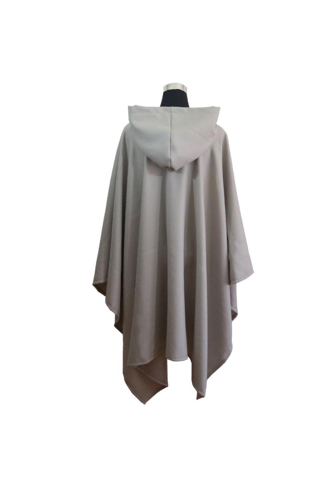 Poncho Capucha 100% Lana - Largo - Crema-2