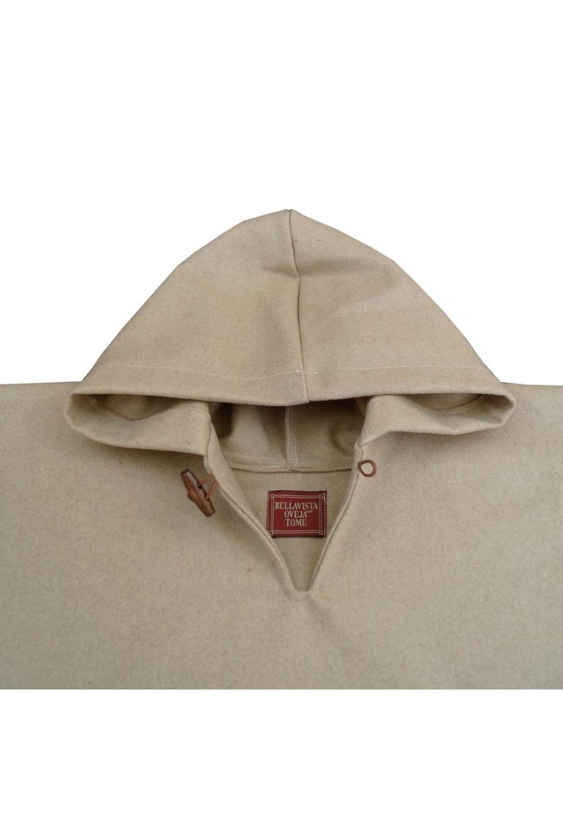 Poncho Paño Capucha 100% Lana- Largo - Camel-3