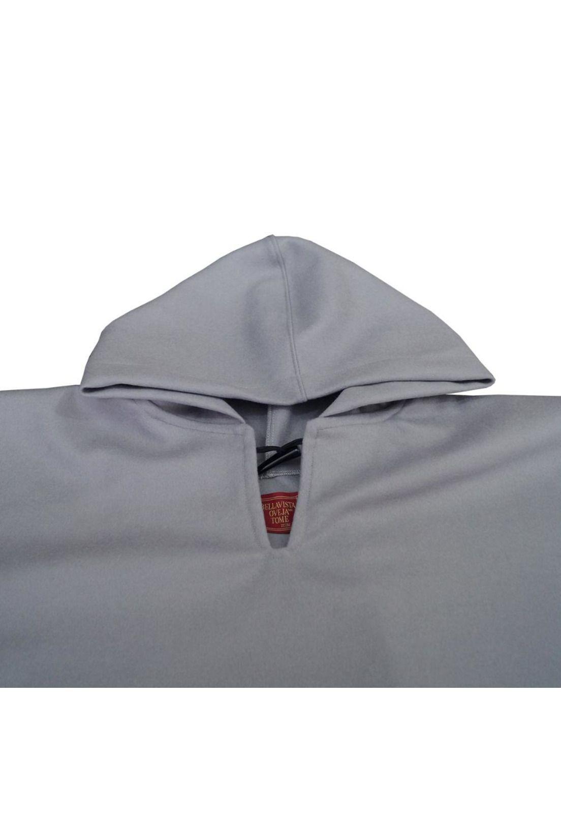 Poncho Sedan Capucha 100% Lana - Largo - Gris Claro-3