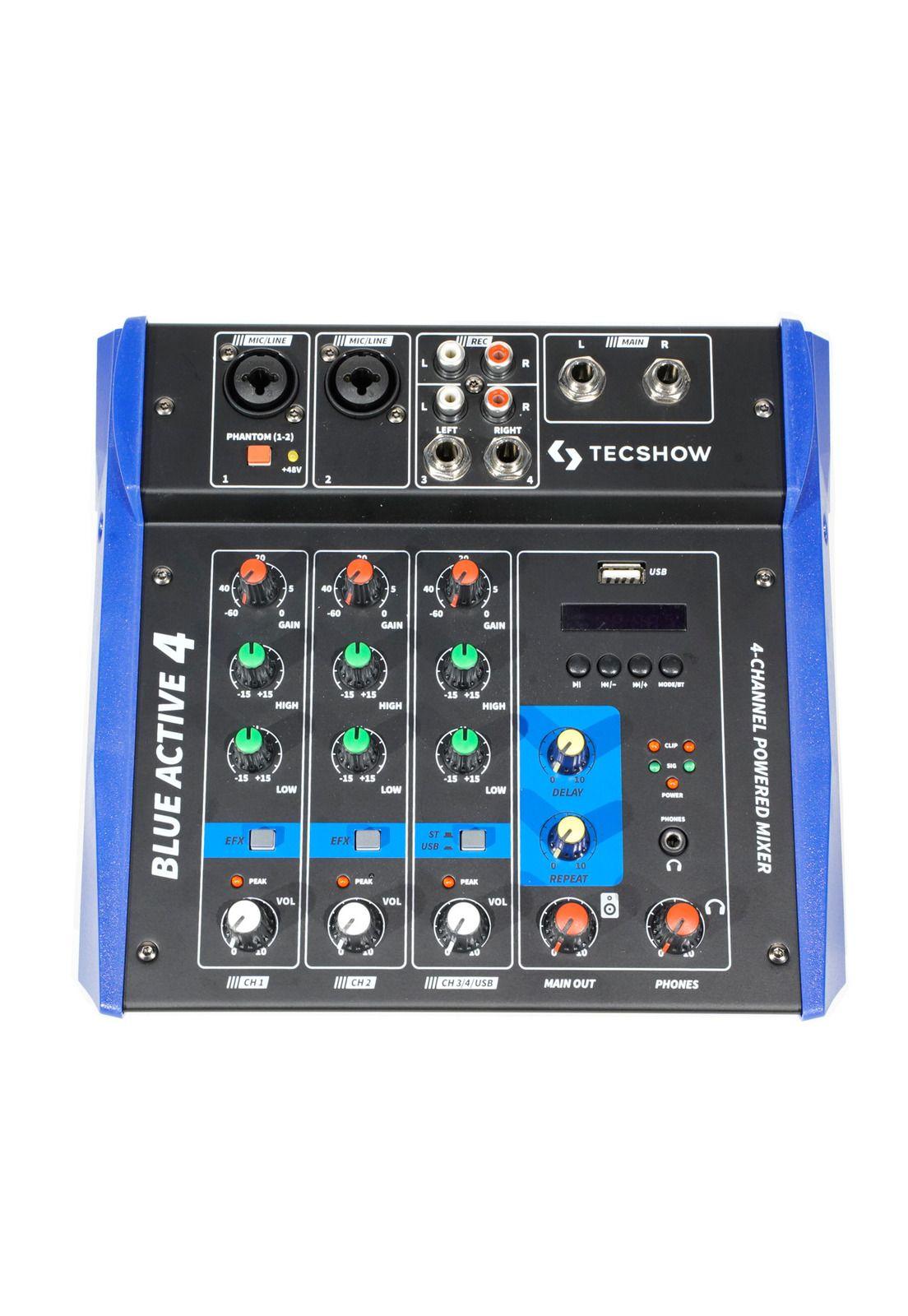 Mixer Potenciado Tecshow Blue Active 4-0