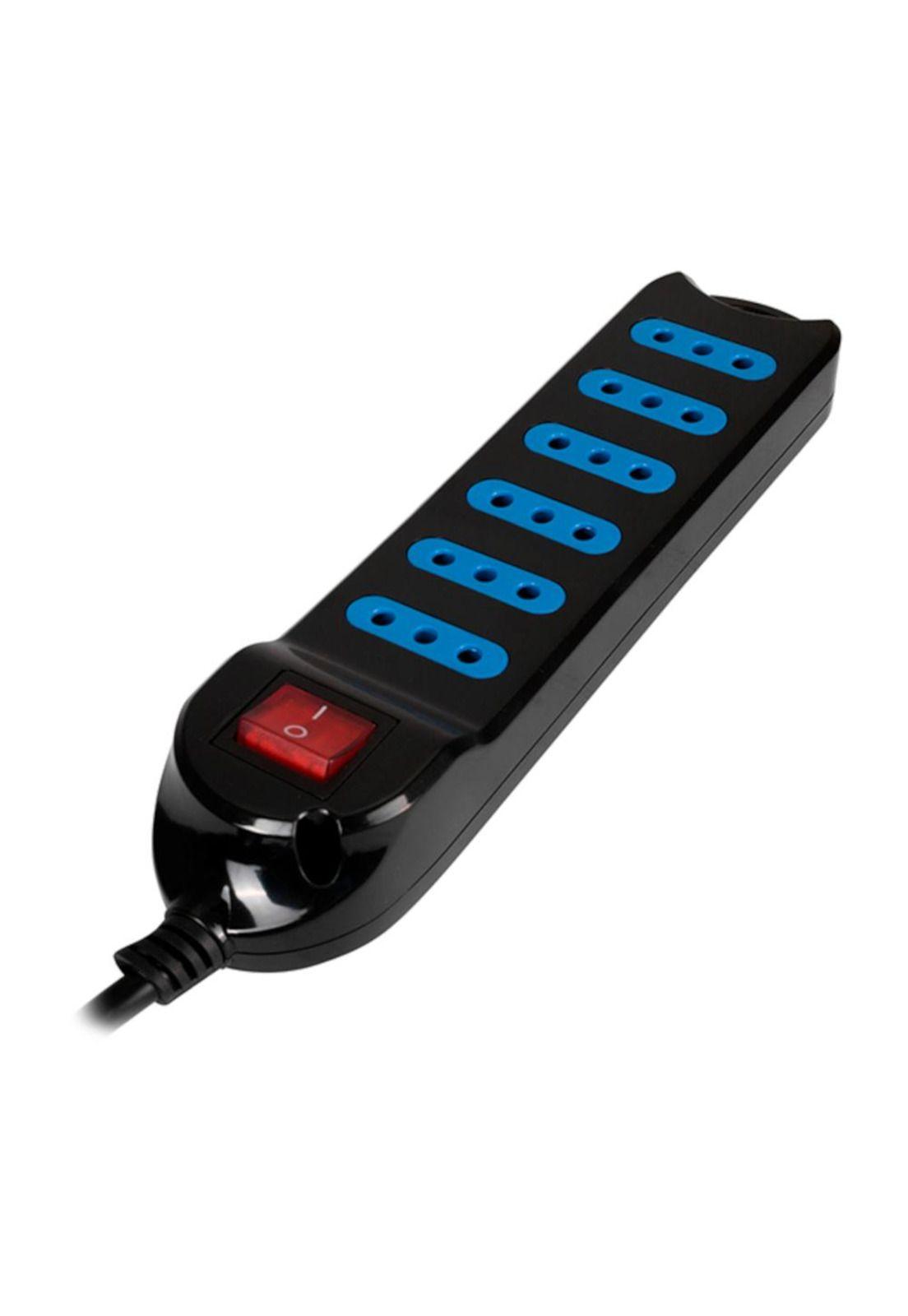 Alargador multiple con switch 6 tomas 5 mt Philco XT-30 Negro-0